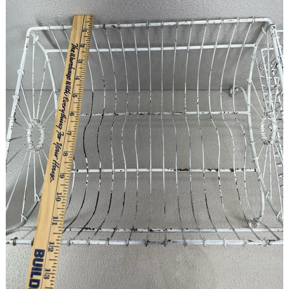 French Style Dish Rack White Wire Metal Farmhouse Counter Drying Rack VTG - Picture 6 of 13
